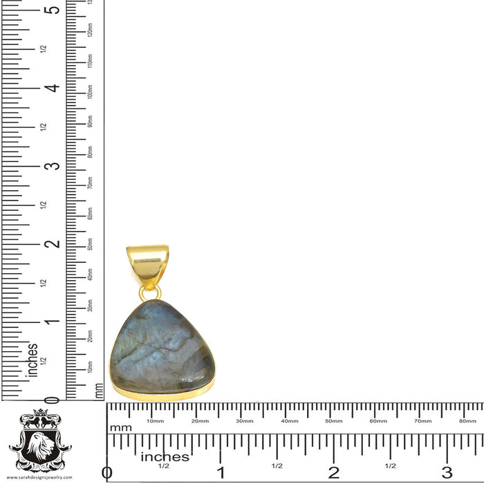 Blue Labradorite 24K Gold Plated Pendant  GPH417