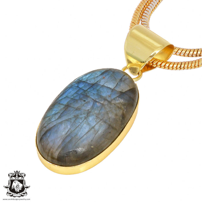 Blue Labradorite 24K Gold Plated Pendant  GPH420