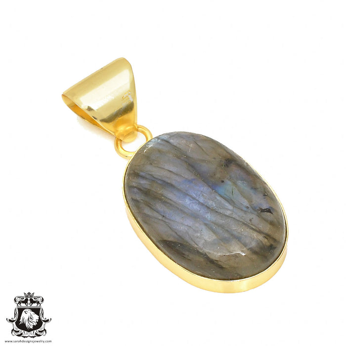 Blue Labradorite 24K Gold Plated Pendant  GPH433