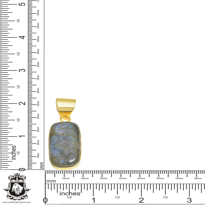 Blue Labradorite 24K Gold Plated Pendant  GPH434