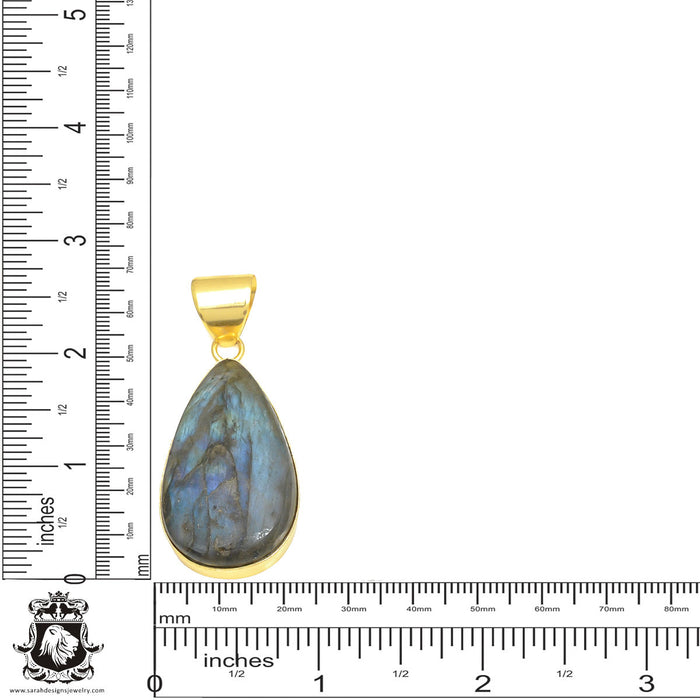 Blue Labradorite 24K Gold Plated Pendant  GPH437