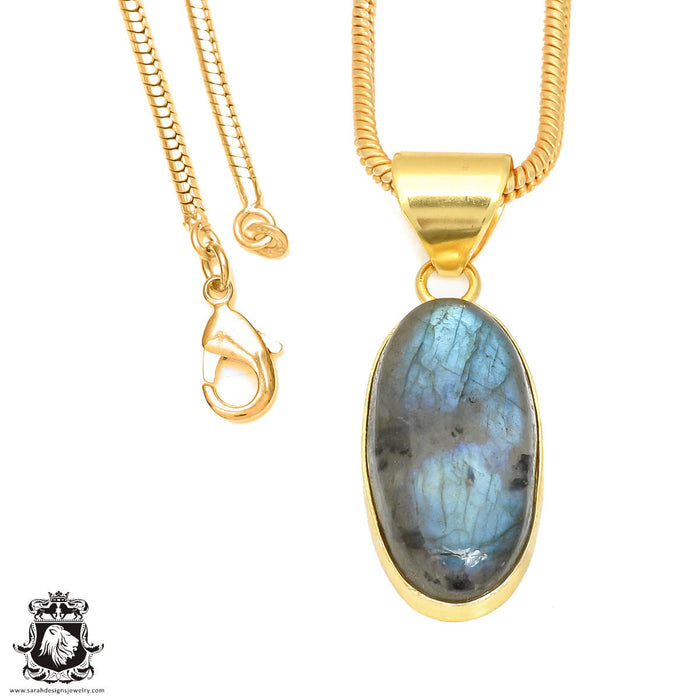 Blue Labradorite 24K Gold Plated Pendant  GPH439