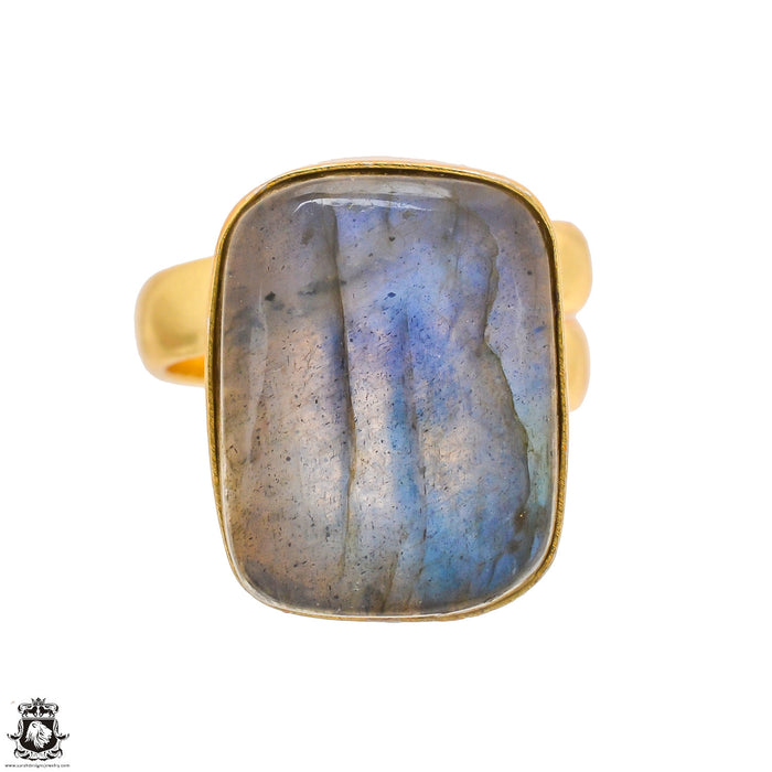 Size 6.5 - Size 8 Ring Blue Labradorite 24K Gold Plated Ring GPR1265