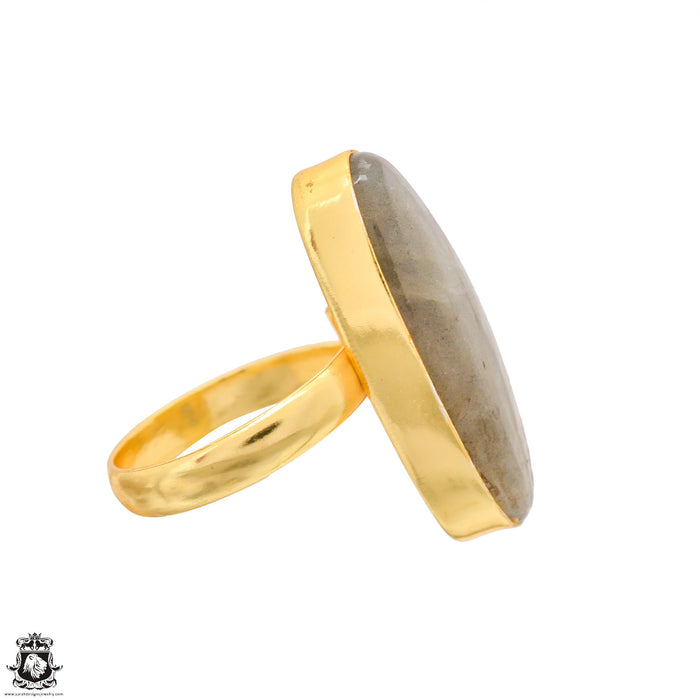 Size 8.5 - Size 10 Ring Labradorite 24K Gold Plated Ring GPR1291