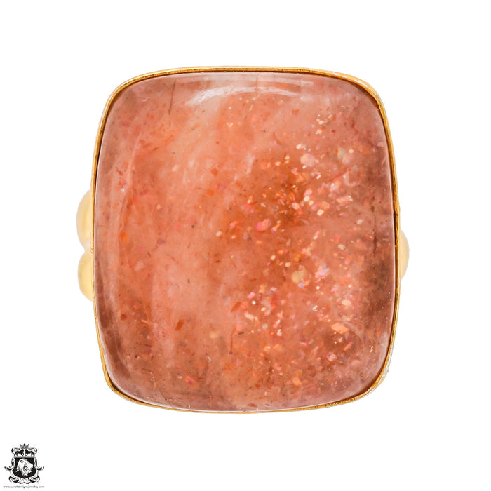 Size 9.5 - Size 11 Ring Sunstone 24K Gold Plated Ring GPR1300