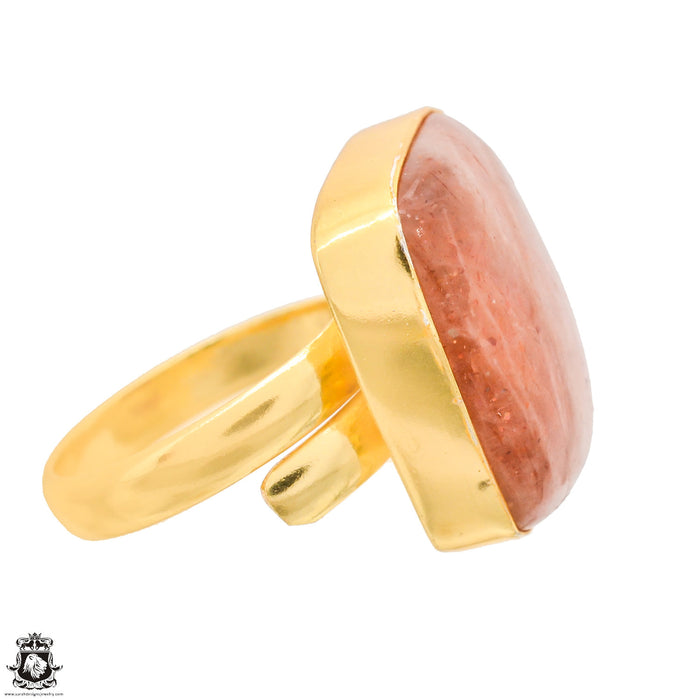 Size 9.5 - Size 11 Ring Sunstone 24K Gold Plated Ring GPR1300