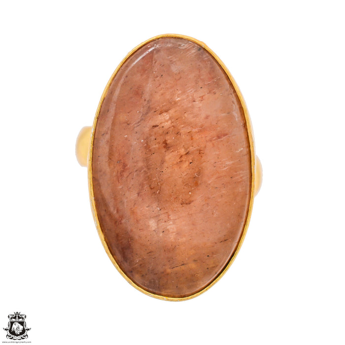 Size 8.5 - Size 10 Ring Sunstone 24K Gold Plated Ring GPR1301
