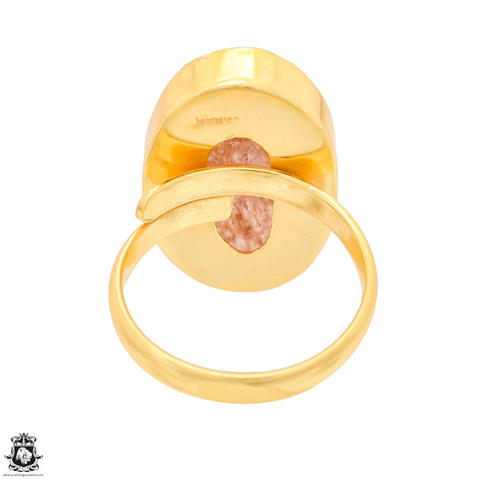 Size 10.5 - Size 12 Ring Sunstone 24K Gold Plated Ring GPR1308