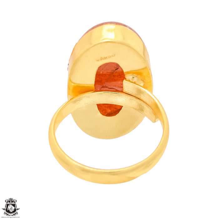 Size 10.5 - Size 12 Ring Sunstone 24K Gold Plated Ring GPR1313