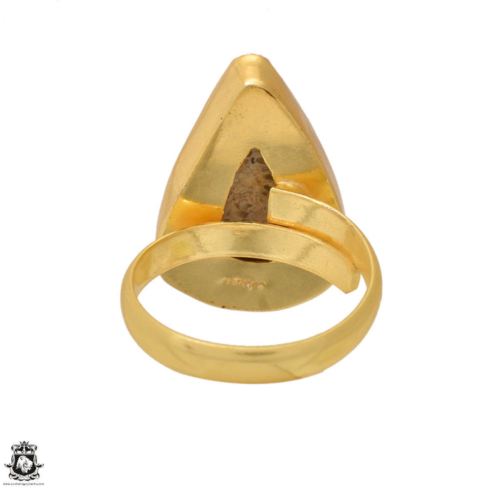 Size 8.5 - Size 10 Ring Fossilized Bali Coral 24K Gold Plated Ring GPR1600
