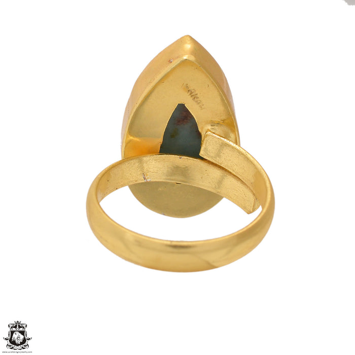 Size 7.5 - Size 9 Ring Larimar 24K Gold Plated Ring GPR1609