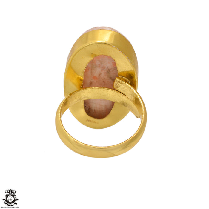 Size 6.5 - Size 8 Ring Scolecite 24K Gold Plated Ring GPR1621