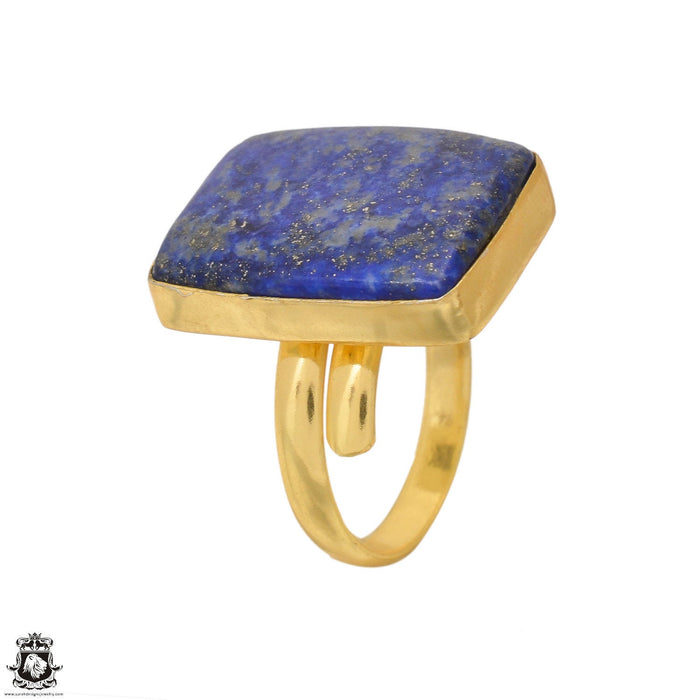 Size 10.5 - Size 12 Ring Lapis 24K Gold Plated Ring GPR1651