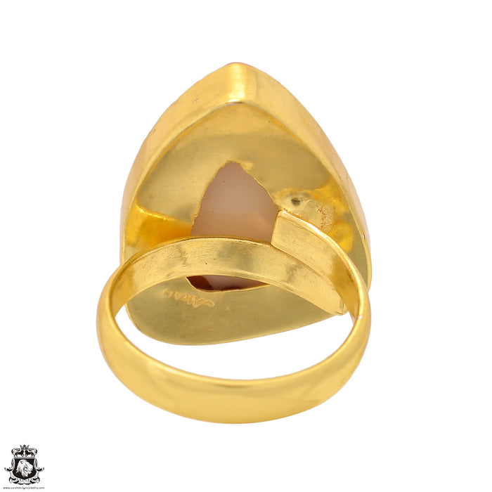 Size 6.5 - Size 8 Ring Laguna Lace Agate 24K Gold Plated Ring GPR1360