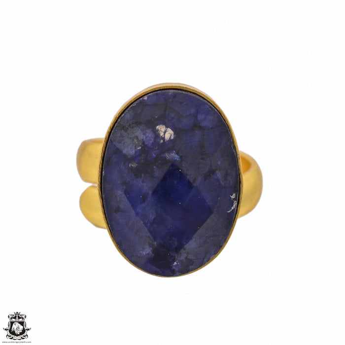Size 6.5 - Size 8 Ring Sapphire 24K Gold Plated Ring GPR1398