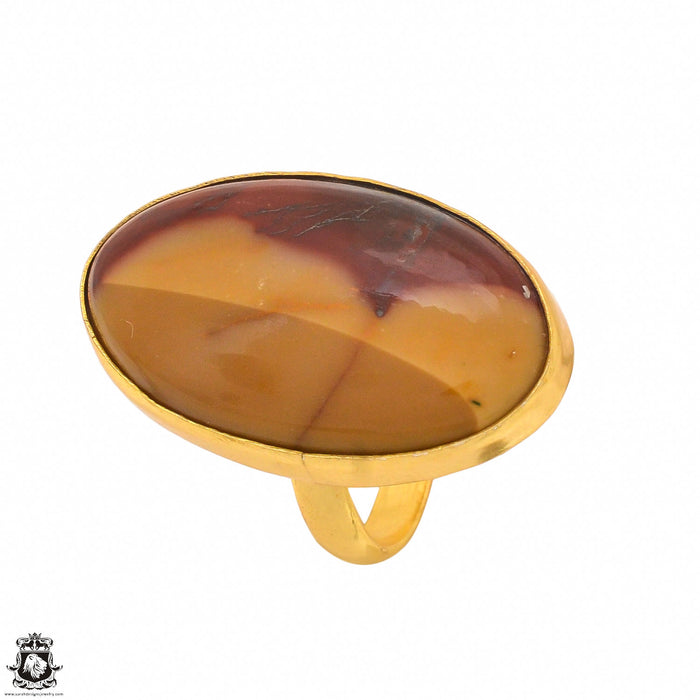 Size 8.5 - Size 10 Ring Mookaite 24K Gold Plated Ring GPR1416