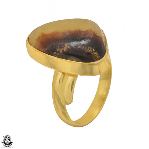 Size 10.5 - Size 12 Ring Septarian Dragon Stone 24K Gold Plated Ring GPR1422