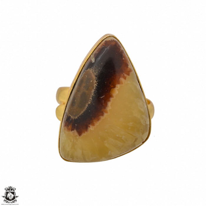Size 10.5 - Size 12 Ring Septarian Dragon Stone 24K Gold Plated Ring GPR1430