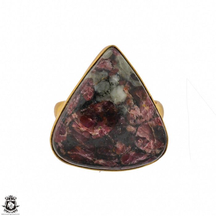 Size 9.5 - Size 11 Ring Eudialyte 24K Gold Plated Ring GPR1435