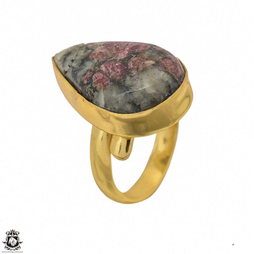 Size 7.5 - Size 9 Adjustable Eudialyte 24K Gold Plated Ring GPR1438