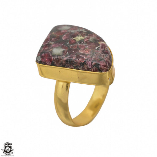 Size 6.5 - Size 8 Adjustable Eudialyte 24K Gold Plated Ring GPR1442