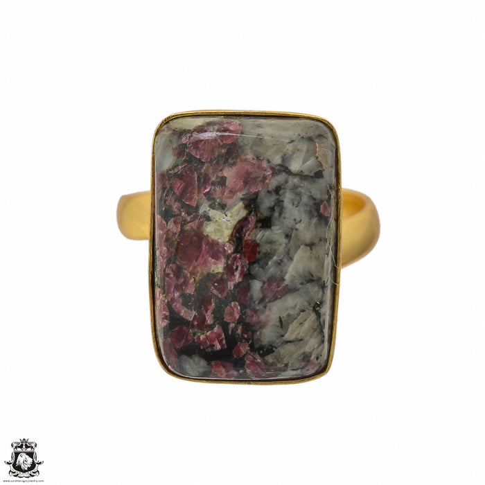 Size 8.5 - Size 10 Ring Eudialyte 24K Gold Plated Ring GPR1443