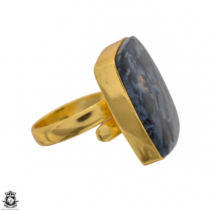 Size 9.5 - Size 11 Ring Pietersite 24K Gold Plated Ring GPR1455