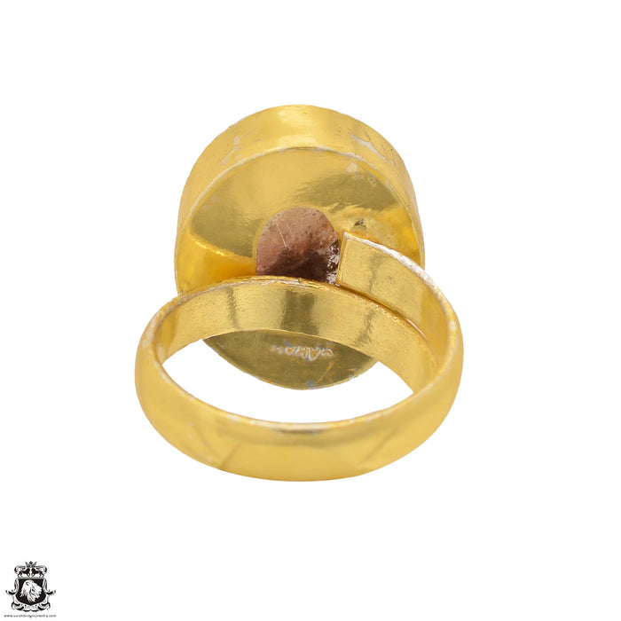 Size 6.5 - Size 8 Ring Lodolite 24K Gold Plated Ring GPR1503