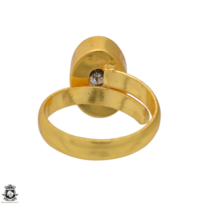 Size 7.5 - Size 9 Ring Tourmalated Quartz 24K Gold Plated Ring GPR1554