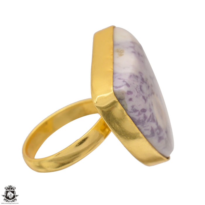 Size 9.5 - Size 11 Ring Tiffany Jasper Bertrandite 24K Gold Plated Ring GPR1575