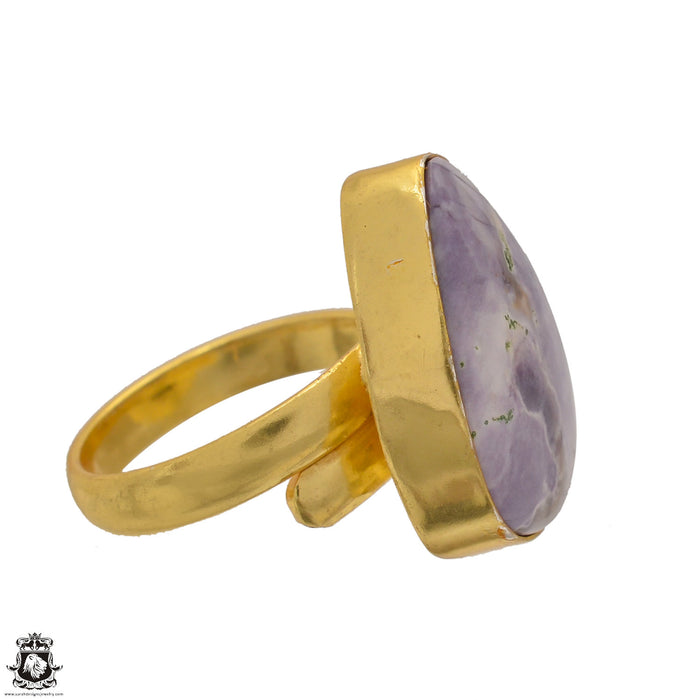 Size 7.5 - Size 9 Ring Tiffany Jasper Bertrandite 24K Gold Plated Ring GPR1577