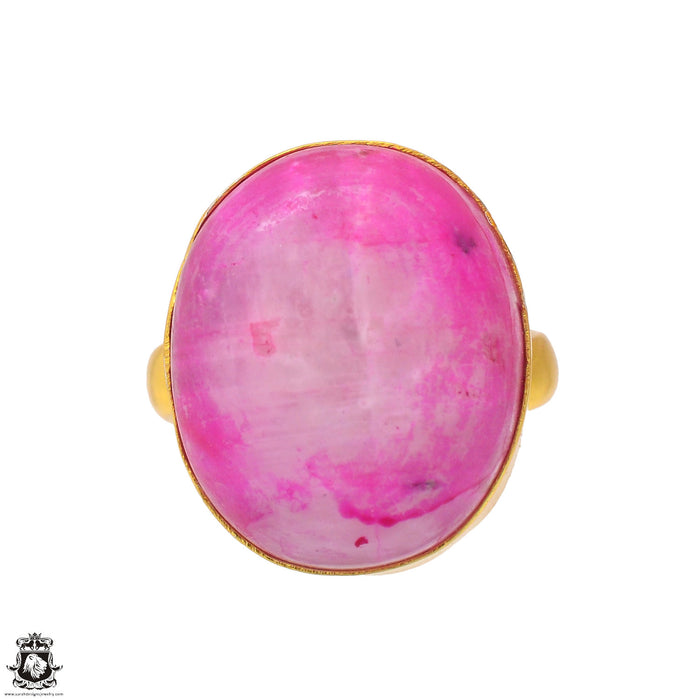 Size 8.5 - Size 10 Ring Pink Moonstone 24K Gold Plated Ring GPR1724