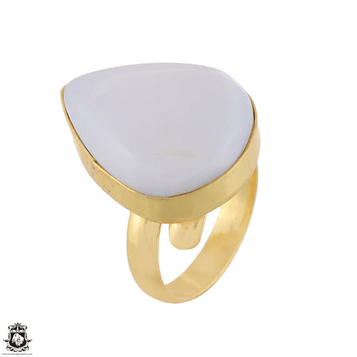 Size 7.5 - Size 9 Ring Selenite 24K Gold Plated Ring GPR1746