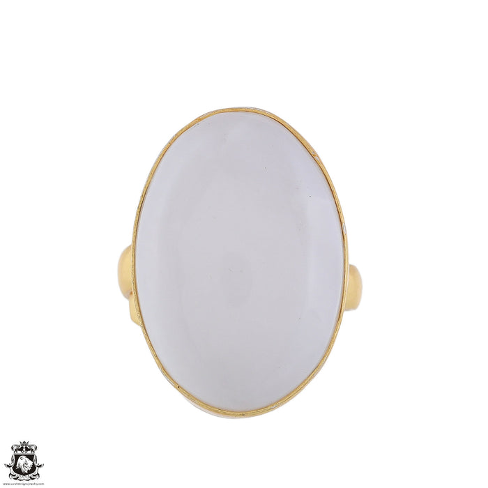 Size 8.5 - Size 10 Ring Selenite 24K Gold Plated Ring GPR1750