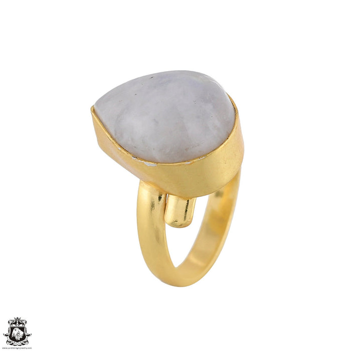 Size 6.5 - Size 8 Ring Moonstone 24K Gold Plated Ring GPR1757