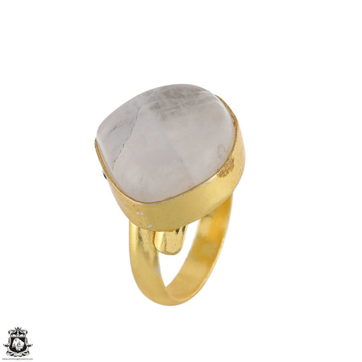 Size 7.5 - Size 9 Ring Moonstone 24K Gold Plated Ring GPR1759