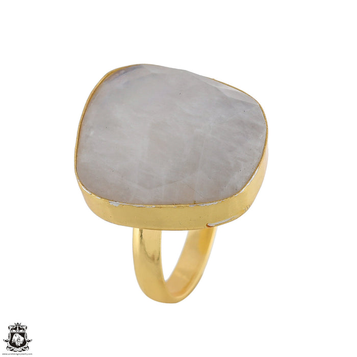 Size 10.5 - Size 12 Adjustable Moonstone 24K Gold Plated Ring GPR1766