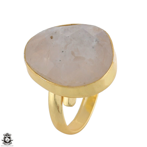 Size 8.5 - Size 10 Ring Moonstone 24K Gold Plated Ring GPR1778