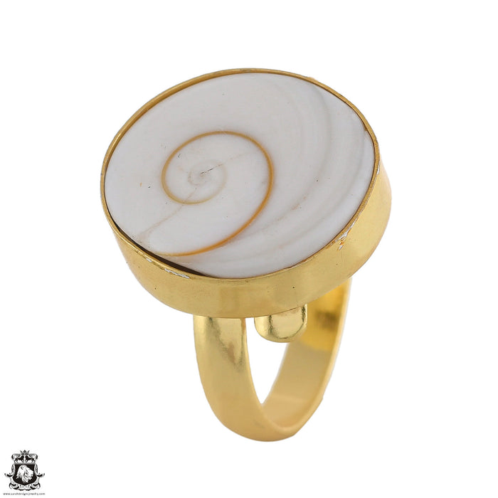Size 7 - Size 10 Ring Shiva Shell 24K Gold Plated Ring GPR1780