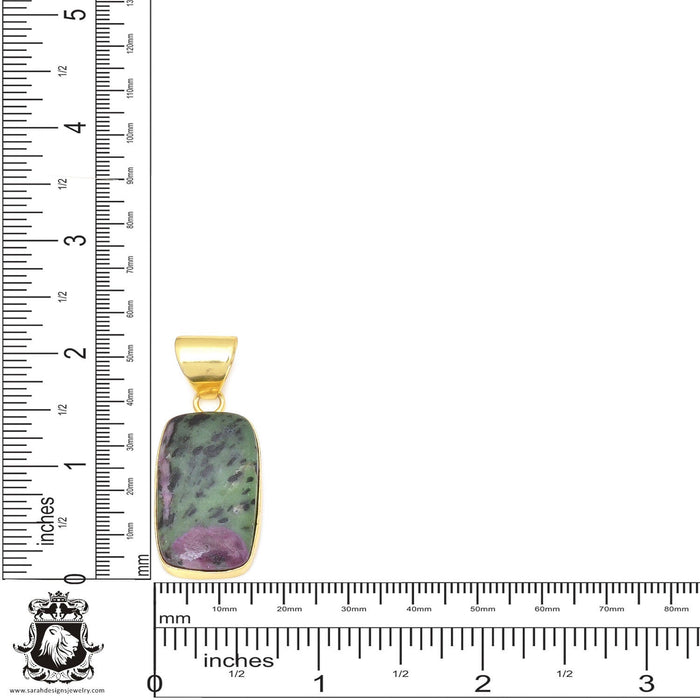 Ruby Zoisite 24K Gold Plated Pendant  GPH94