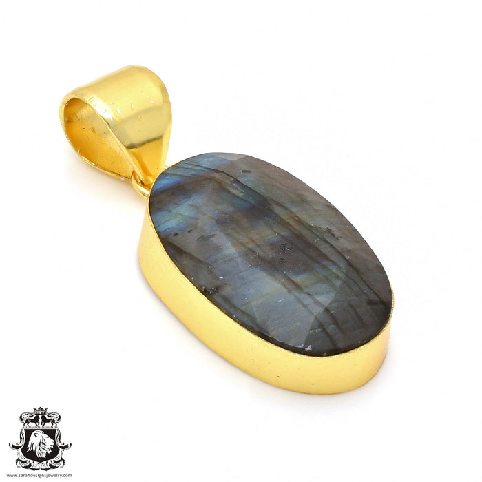 Faceted Labradorite 24K Gold Plated Pendant  GPH111