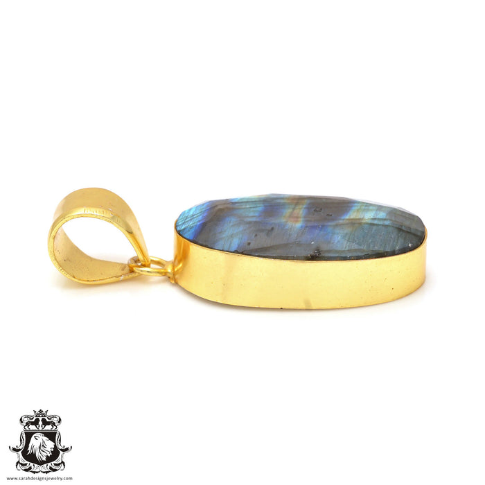 Faceted Labradorite 24K Gold Plated Pendant  GPH111