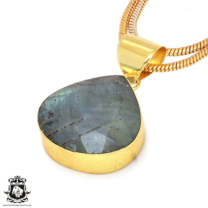 Faceted Labradorite 24K Gold Plated Pendant  GPH112