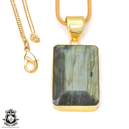 Faceted Labradorite 24K Gold Plated Pendant  GPH113