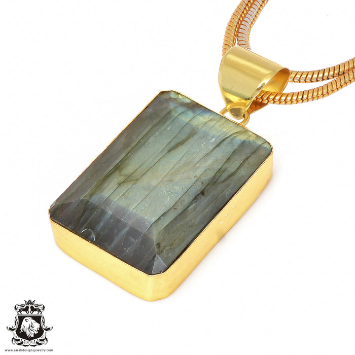 Faceted Labradorite 24K Gold Plated Pendant  GPH113