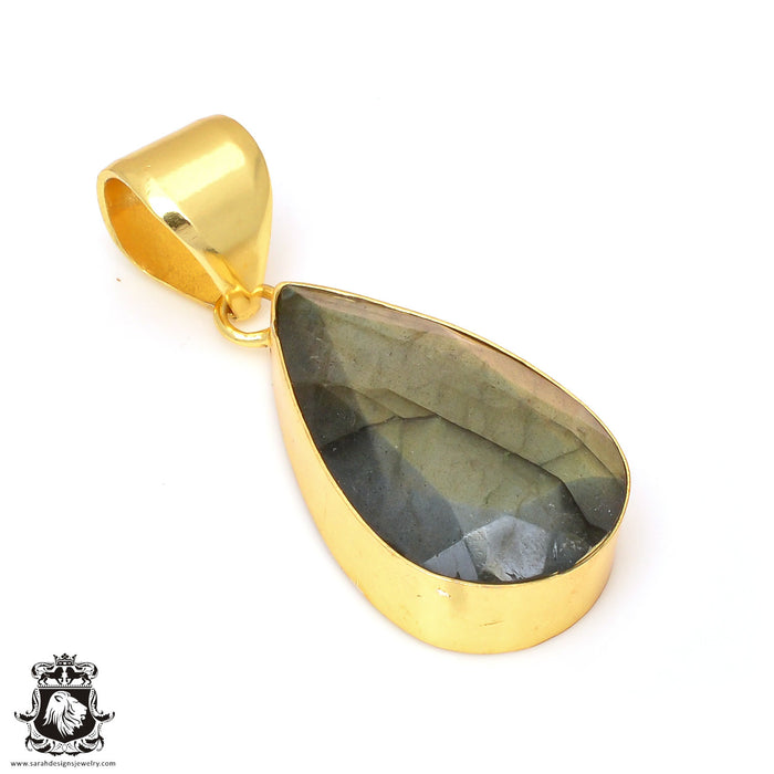Faceted Labradorite 24K Gold Plated Pendant  GPH115