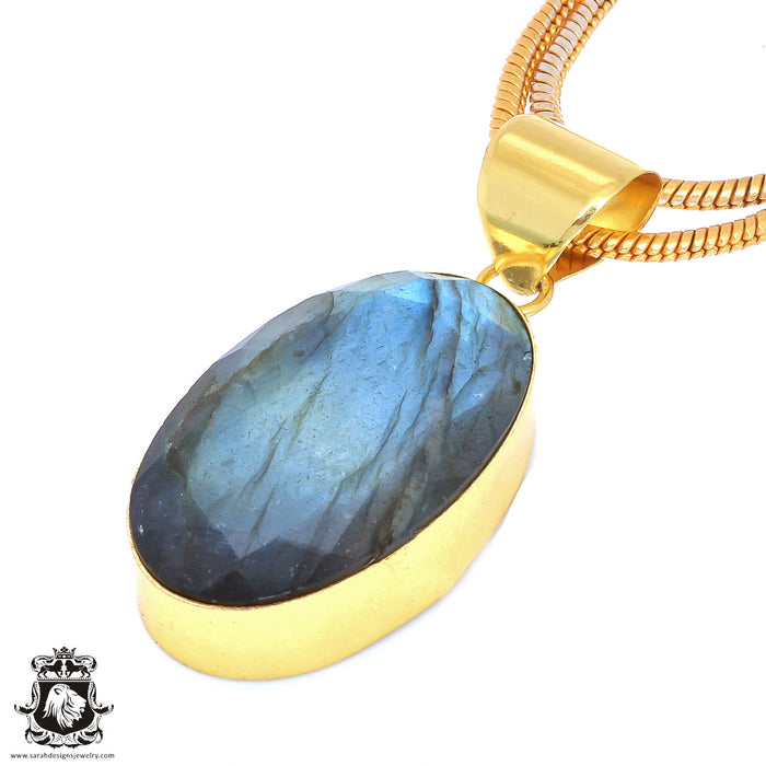 Faceted Labradorite 24K Gold Plated Pendant  GPH116