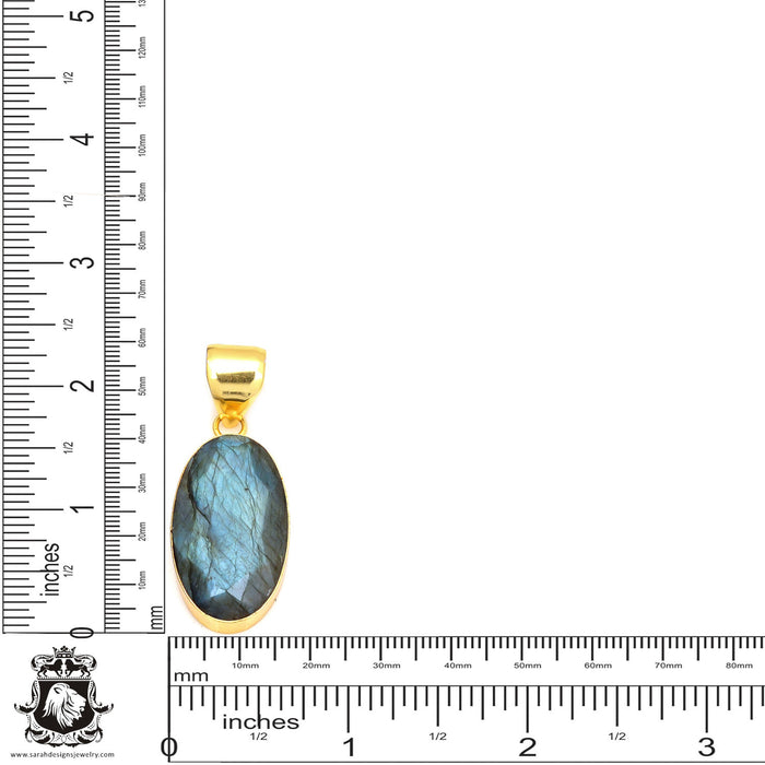 Faceted Labradorite 24K Gold Plated Pendant  GPH117