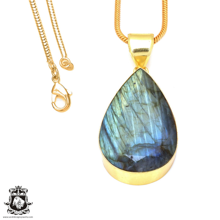 Faceted Labradorite 24K Gold Plated Pendant  GPH118