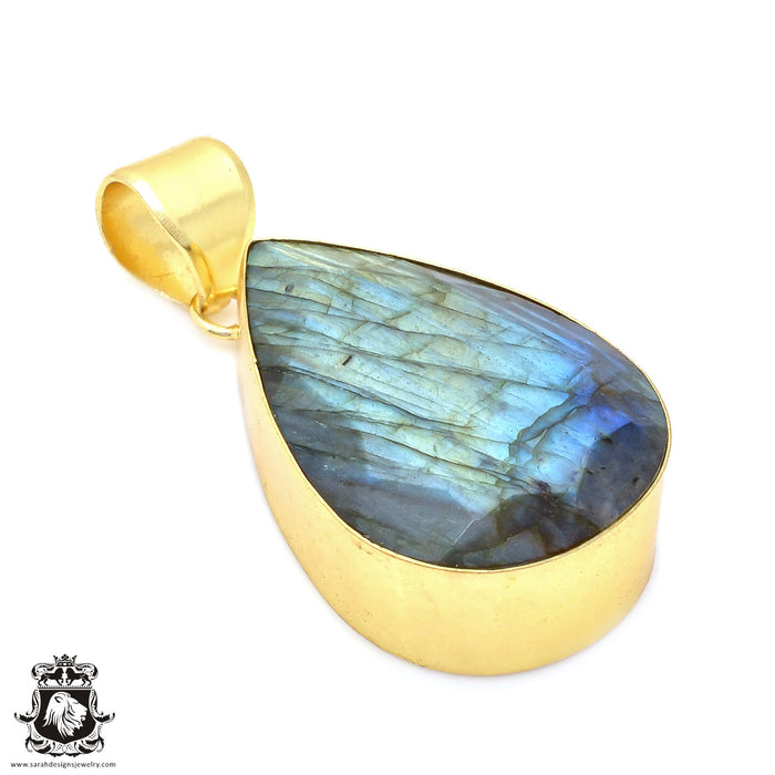 Faceted Labradorite 24K Gold Plated Pendant  GPH118